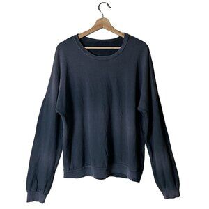 Lauren Moshi Sweatshirt Size Large Terry Midnight Blue Gray Ombre Distressed
